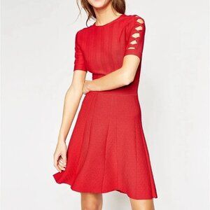 THE KOOPLES CUT OUT SLEEVE RED KNIT DRESS